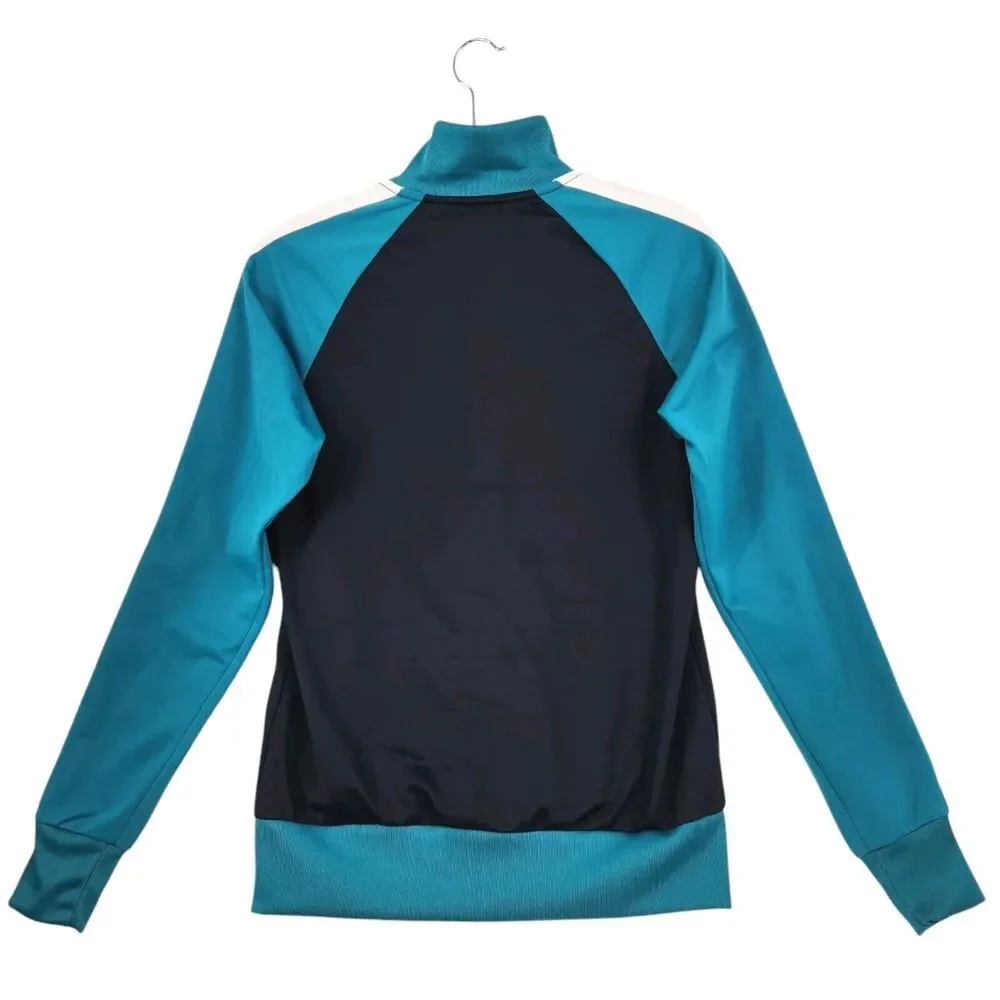 Vintage Nike Athletic Dept Track Jacket Large Full Zip Black Teal Colorblock Y2K